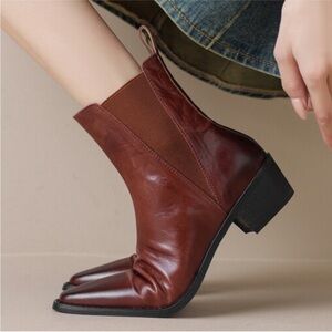 Stuart Weitzman Dark Brown Leather Western Booties EUC Sz 7B